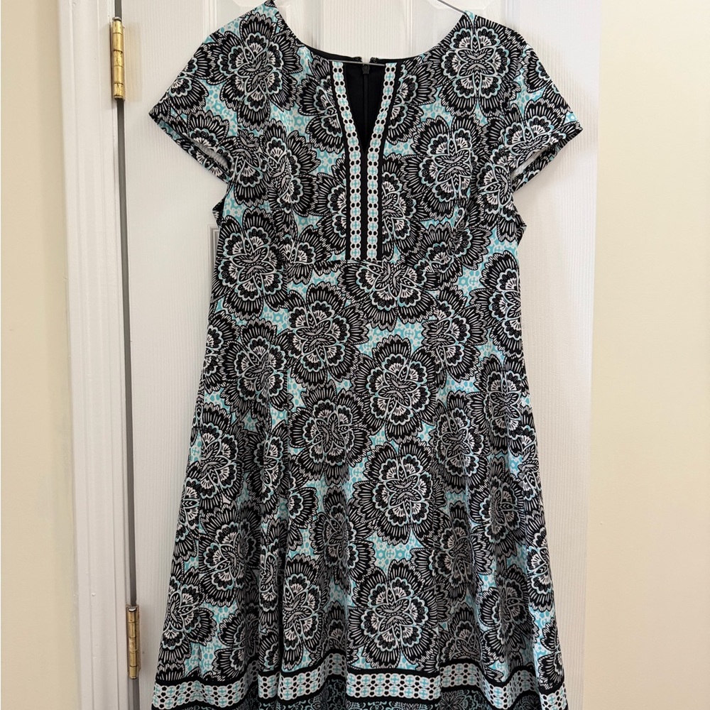 Chico’s  A-Line Women’s Dress in Black and Light Blue